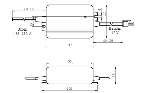  Габаритные размеры блока питания линейки Альфа 