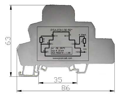 Габаритные размеры PSA–02KL.06.55