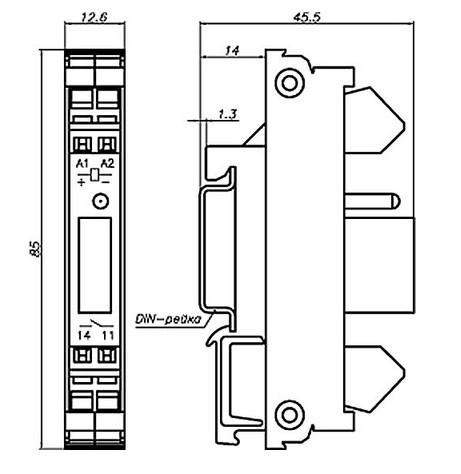 Габаритные размеры реле RM1