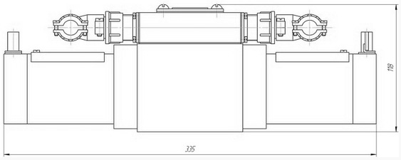Схема габаритных размеров гидрораспределителя 1П110 трехпозиционного