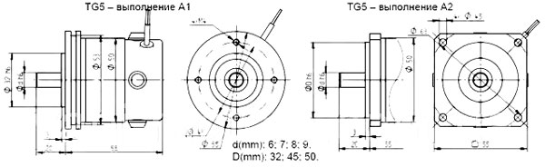 Рис.1. Габаритный чертеж тахогенератора TG-5