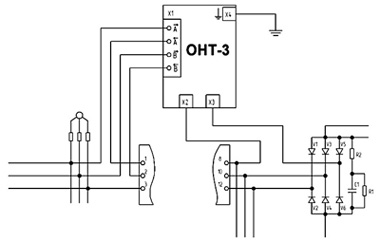 Схема подключения ограничителя ОНТ-3