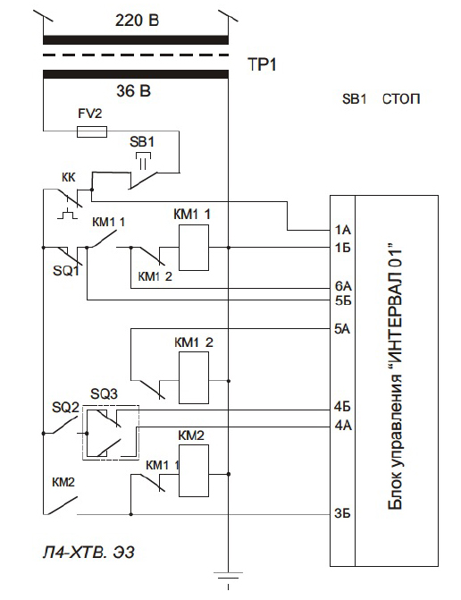 Схема подключения блока управления ИНТЕРВАЛ 01