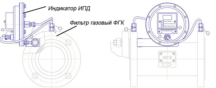 Схема присоединения ИПД к фильтру ФГК