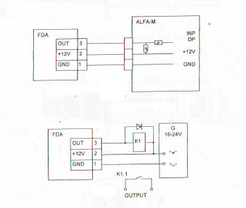 Схема подключения ФДА для блока Альфа-М