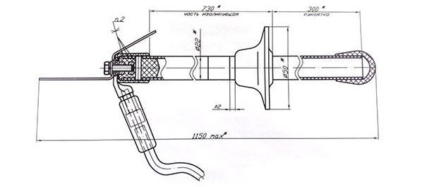 Рис.1 Схема габаритных размеров штанги ШСП-К