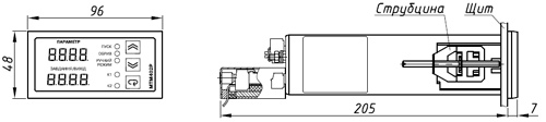 Рис.2. Габаритный и присоединительные размеры ПИД-регулятора МТМ-620