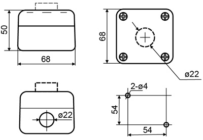 Рис.1. Габаритный чертеж поста командоаппаратного XAL-B132Н29